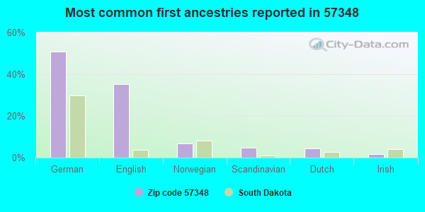 Most common first ancestries reported in 57348