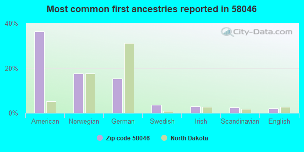 Most common first ancestries reported in 58046