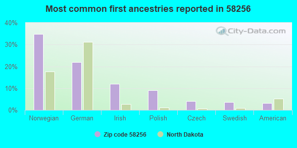Most common first ancestries reported in 58256