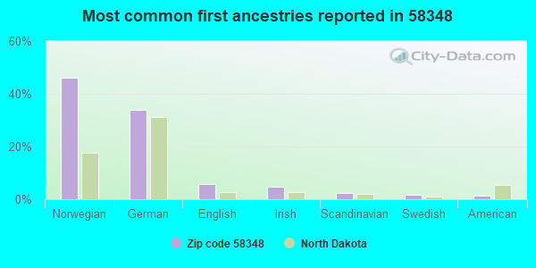 Most common first ancestries reported in 58348