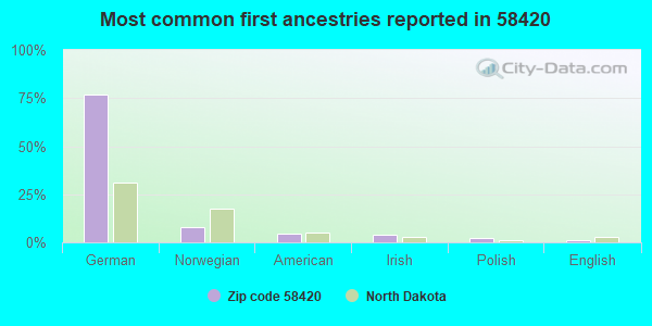 Most common first ancestries reported in 58420