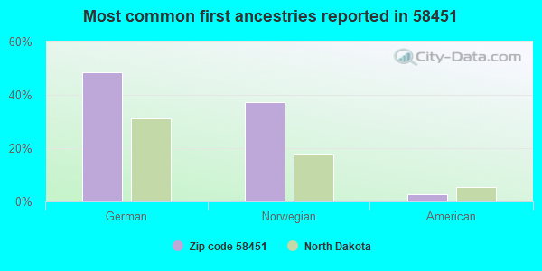 Most common first ancestries reported in 58451