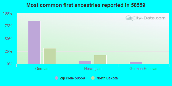 Most common first ancestries reported in 58559