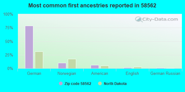 Most common first ancestries reported in 58562