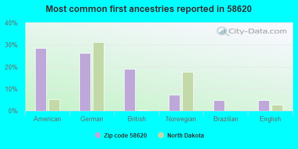 Most common first ancestries reported in 58620