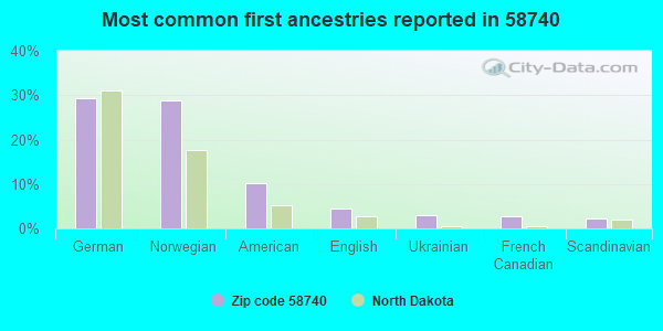 Most common first ancestries reported in 58740