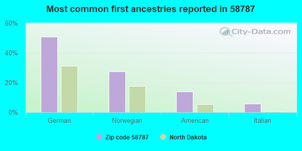 Most common first ancestries reported in 58787