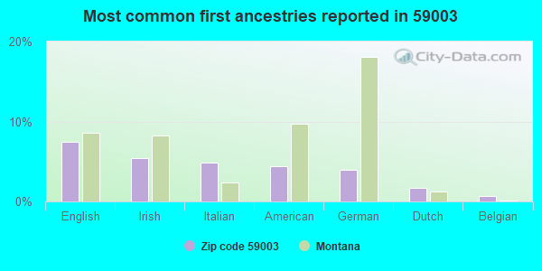 Most common first ancestries reported in 59003