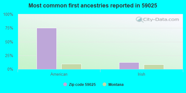 Most common first ancestries reported in 59025