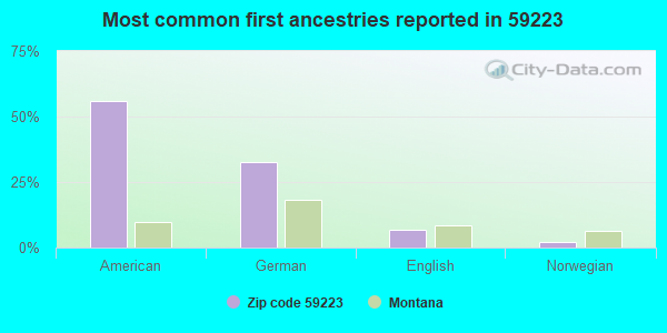 Most common first ancestries reported in 59223