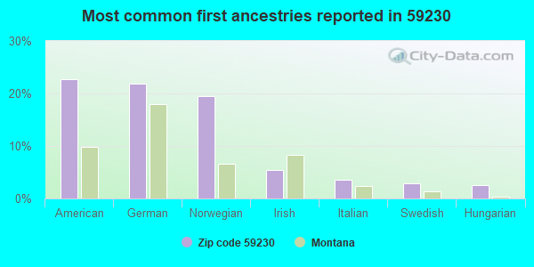 Most common first ancestries reported in 59230