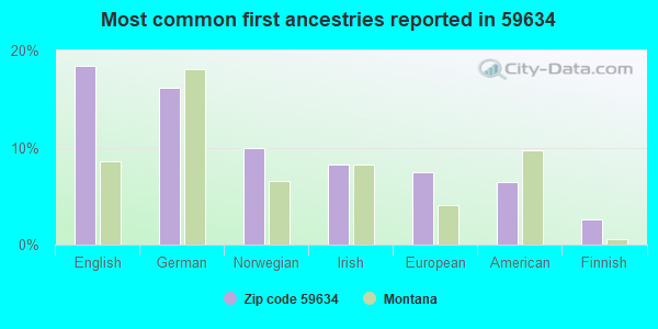 Most common first ancestries reported in 59634