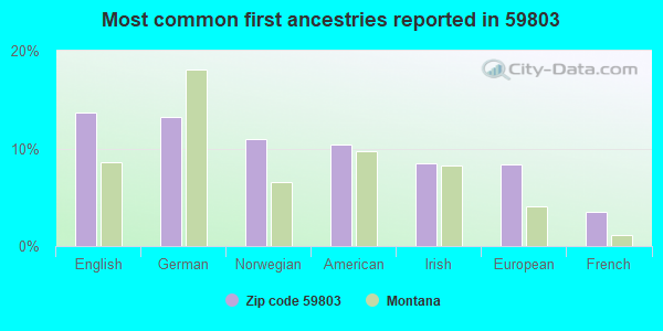 Most common first ancestries reported in 59803