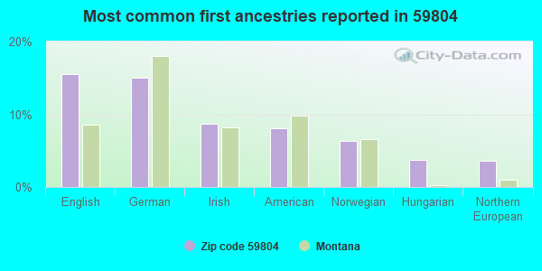 Most common first ancestries reported in 59804