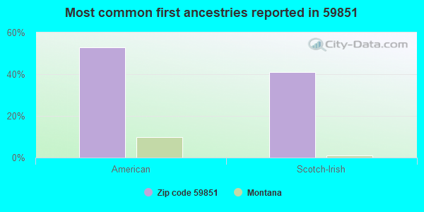 Most common first ancestries reported in 59851