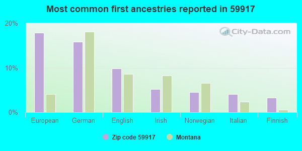 Most common first ancestries reported in 59917