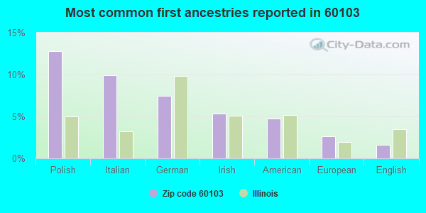 Most common first ancestries reported in 60103