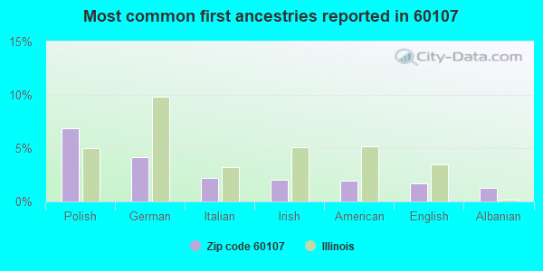 Most common first ancestries reported in 60107