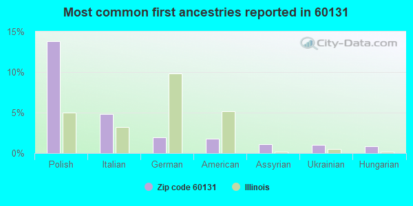 Most common first ancestries reported in 60131
