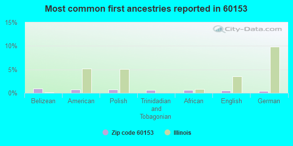 Most common first ancestries reported in 60153