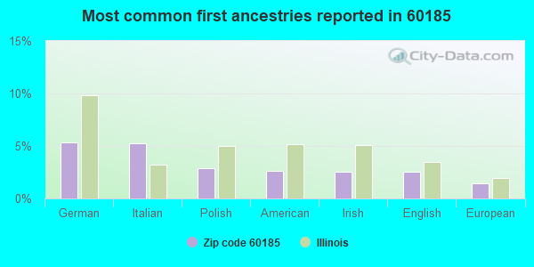 Most common first ancestries reported in 60185
