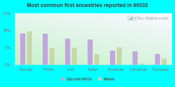 Most common first ancestries reported in 60532