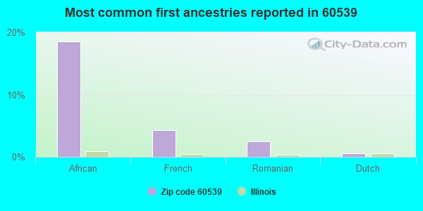 Most common first ancestries reported in 60539