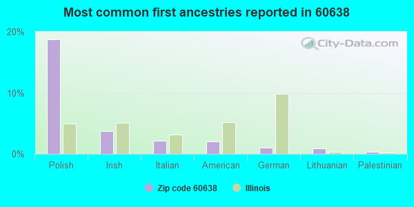 Most common first ancestries reported in 60638