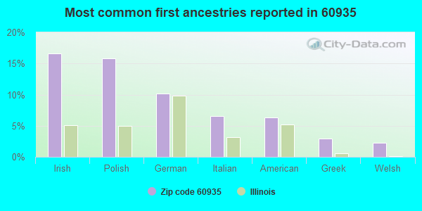 Most common first ancestries reported in 60935