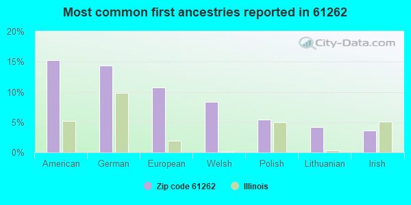 Most common first ancestries reported in 61262
