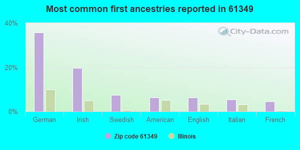 Most common first ancestries reported in 61349