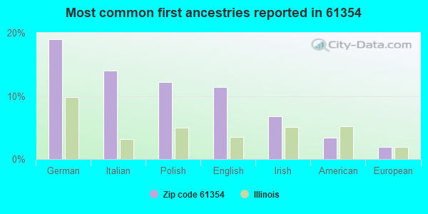 Most common first ancestries reported in 61354