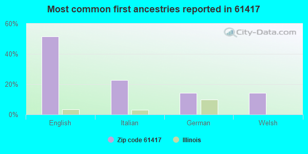 Most common first ancestries reported in 61417