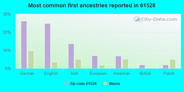 Most common first ancestries reported in 61528