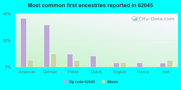 Most common first ancestries reported in 62045