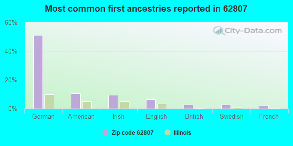Most common first ancestries reported in 62807