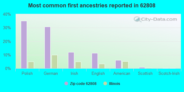 Most common first ancestries reported in 62808