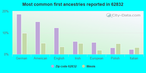 Most common first ancestries reported in 62832