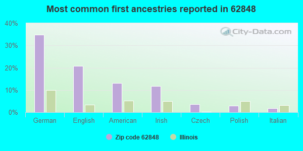 Most common first ancestries reported in 62848