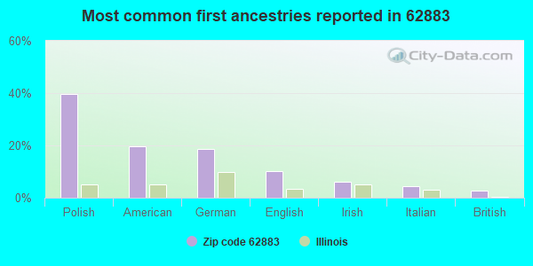 Most common first ancestries reported in 62883