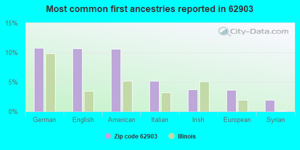 Most common first ancestries reported in 62903