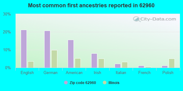 Most common first ancestries reported in 62960