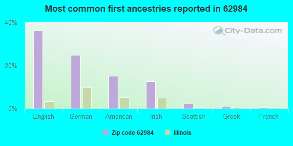 Most common first ancestries reported in 62984