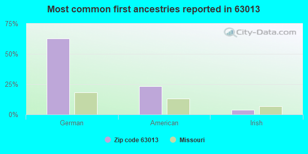 Most common first ancestries reported in 63013