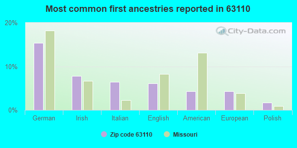 Most common first ancestries reported in 63110