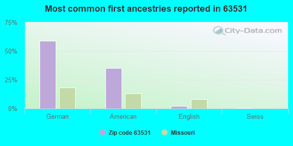 Most common first ancestries reported in 63531