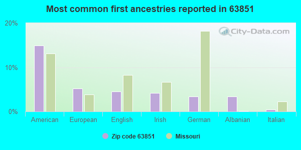 Most common first ancestries reported in 63851