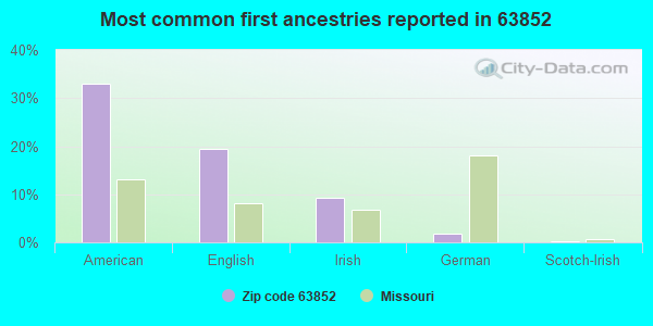 Most common first ancestries reported in 63852