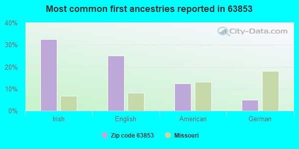 Most common first ancestries reported in 63853