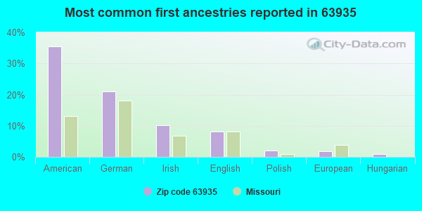 Most common first ancestries reported in 63935